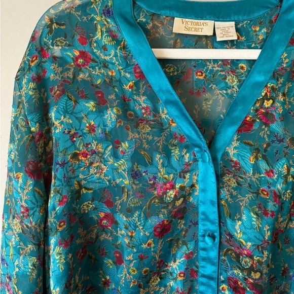 Vintage Gold Label Victoria’s Secret Front Button Floral Sleep Shirt Nightie - Picture 3 of 12